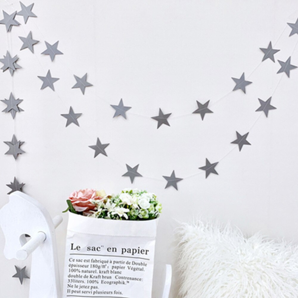 Five pointed star pull flag three-dimensional paper pull flower festival wedding birthday party decoration star bunting