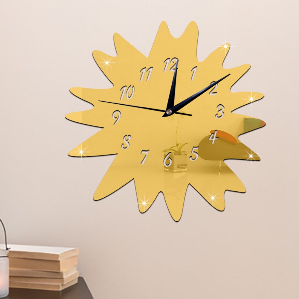 GZ027 Creatieve Windmolen Getande Gear 3D Spiegel Diy Wandklok Kamer Home Decoratie Sweep Beweging Klok Reloj De Pared