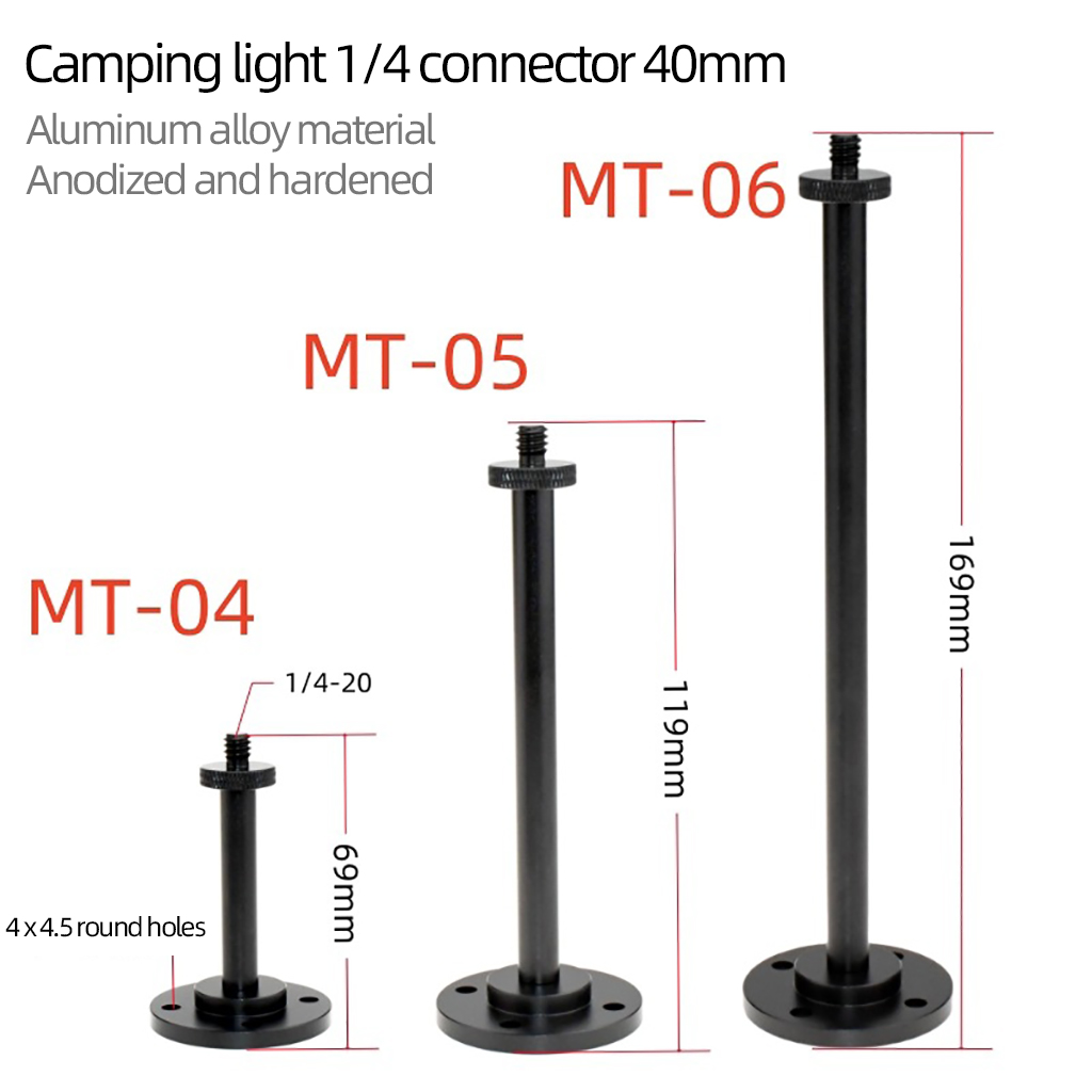 Soporte para lámpara de Camping, poste de luz desmontable, aleación de aluminio, soporte para luz exterior, colgador de lámpara, soporte adaptador para trípode de montaje 1/4-20