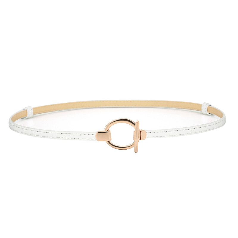 Cinturones finos con hebilla dorada para mujer, cinturón ajustable de cuero PU para vestido, centure femenino