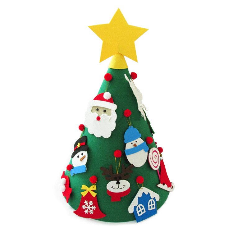 Jul treediy håndlavet filt år børn legetøj kunstige træ væghængende ornamenter jul til boligindretning: 70 x 50