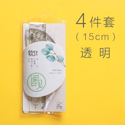 Regla flexible de para estudiantes, 15/20cm, herramientas de estudio de geometría de matemáticas, papelería, suave, creativa, 4 Uds.: 15cm transparent set