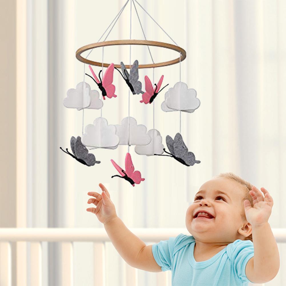 Mooie Eenvoudige Babybedje Kamer Decoratie Mobiele Vlinders In De Witte Wolken Baby Plafond Opknoping Nursery Decor