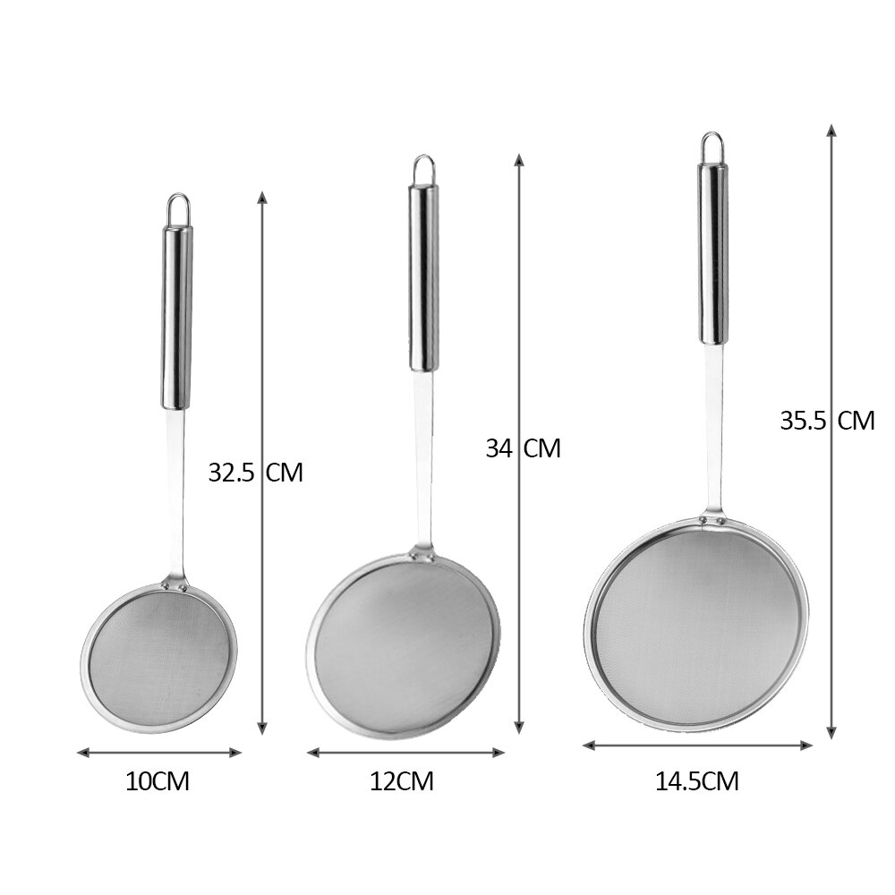 Stainless Steel Colander Spoon Fine Mesh Kitchen Skimmer Frying Cooking Accessories Vegetable Residue Mesh Colander Kitchen Tool