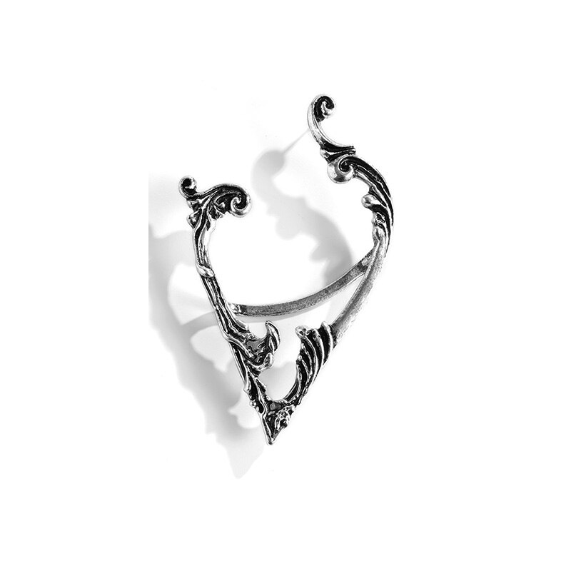 Pendiente de orejas de elfo sin agujero en la oreja para mujer, pendiente de Clip hueco Retro para mujer, joyería de Halloween de estilo étnico de , 1 pieza: Silver Right