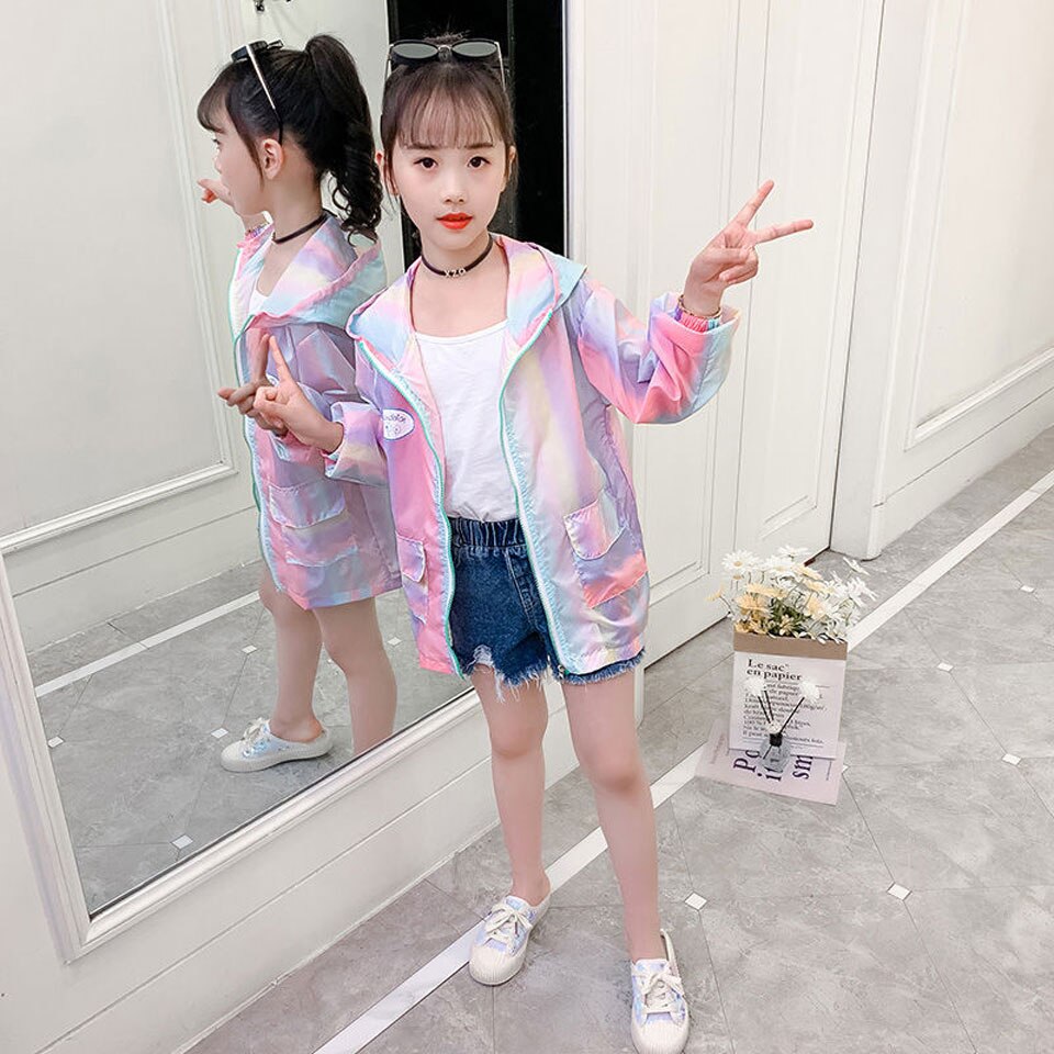 Abrigo fino a prueba de Sol para niñas pequeñas, ropa deportiva informal, chaquetas, abrigo para 3, 4, 5, 6, 7, 8, 9, 10, 11, 12, 13 y 14 años, 2022