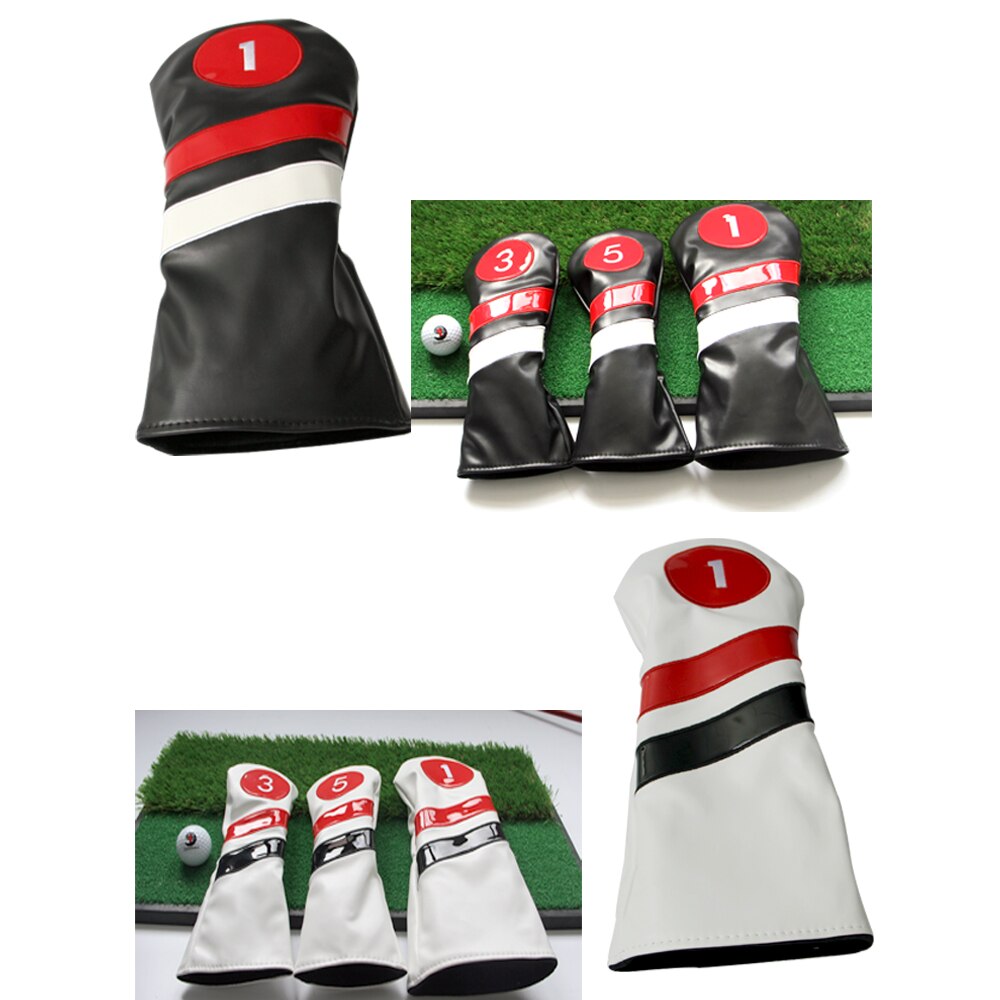 3 Stks/set Golf Club Head Covers Woods Driver 3 5 Hout Fairway Pu Headcovers Mannen Vrouwen Met Nummer Tag