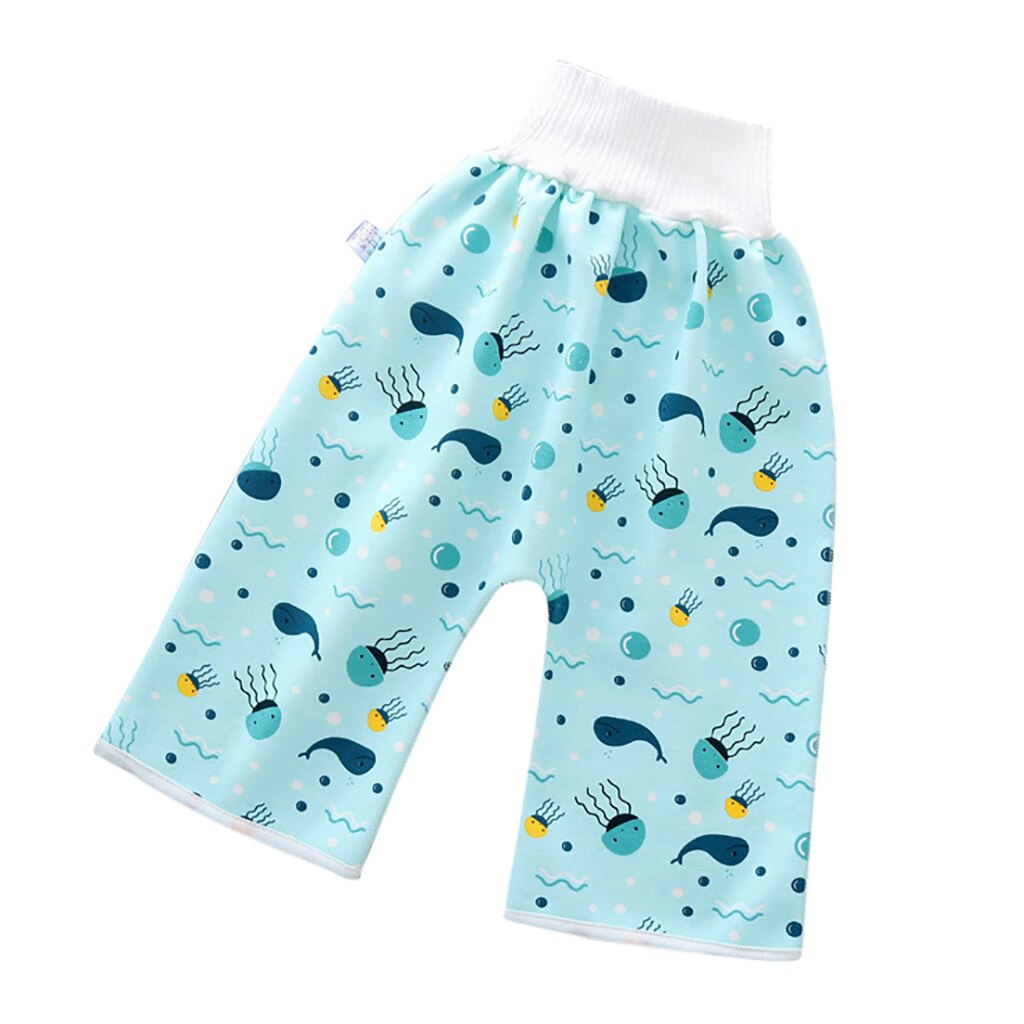 Prevent Baby Bed Wetting Pure Cotton Baby's Diaper Skirt For Preventing Leakage Of Urine Learning Pants That Can Be Washed Skirt: Sky Blue / 4T