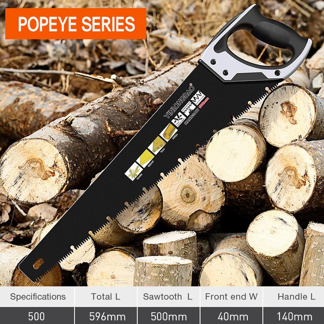 Heavy Duty Extra Long Blade Hand Saw For Wood Camping, Dry Wood Pruning Saw With Hard Teeth: 500mm