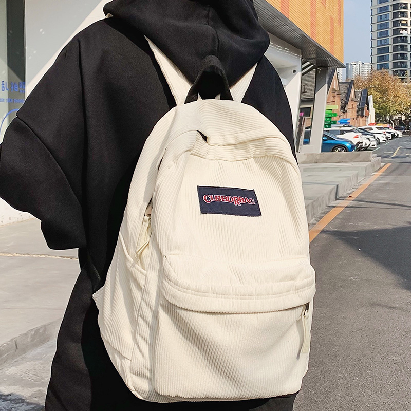 Vintage Boy Girl Corduroy Green School Bag Men Women Laptop College Backpack Cool Lady Student Female Travel BookBag