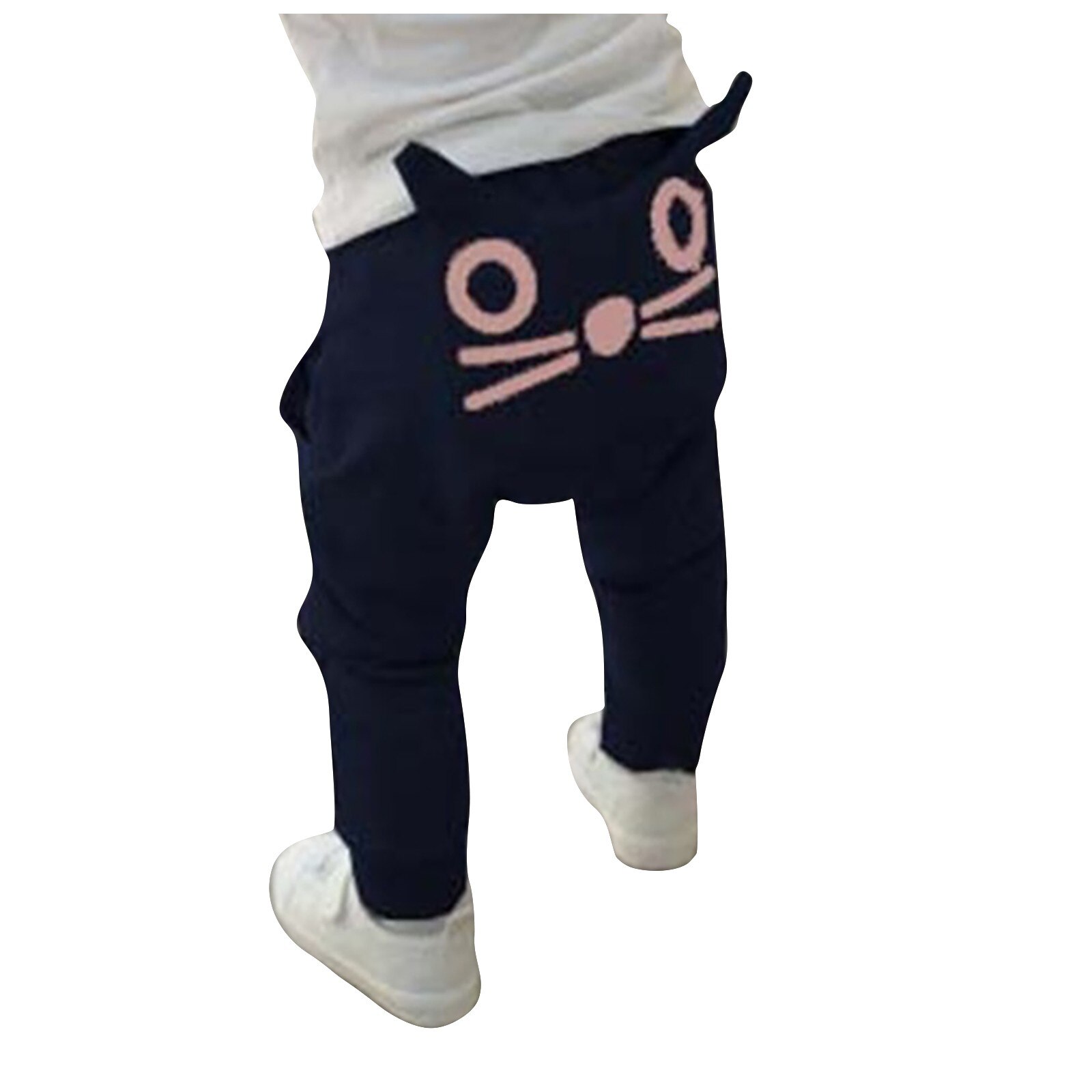 Calças harem do bebê crianças meninos e meninas leggings harem calças longas recém-nascidos dos desenhos animados do gato imprimir calças harem calças soltas