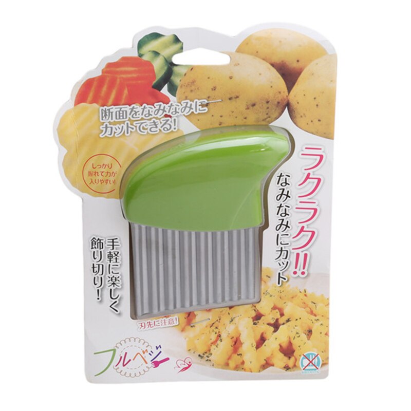 Potato Cutter Chips French Fry Maker Stainless Steel Wavy Knife French Fries Chopper Potato Knife Chopper Crinkle Wavy Slicer