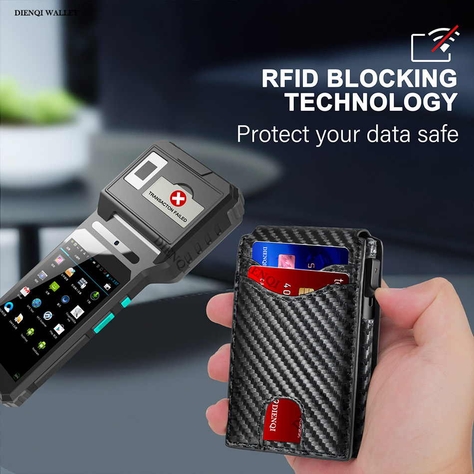 Etui na karty kredytowe Rfid z włókna węglowego portfele męskie z zabezpieczeniem przed kradzieżą cienki cienki portfel luksusowy posiadacz karty minimalistyczny portfel torebka Walet Bag