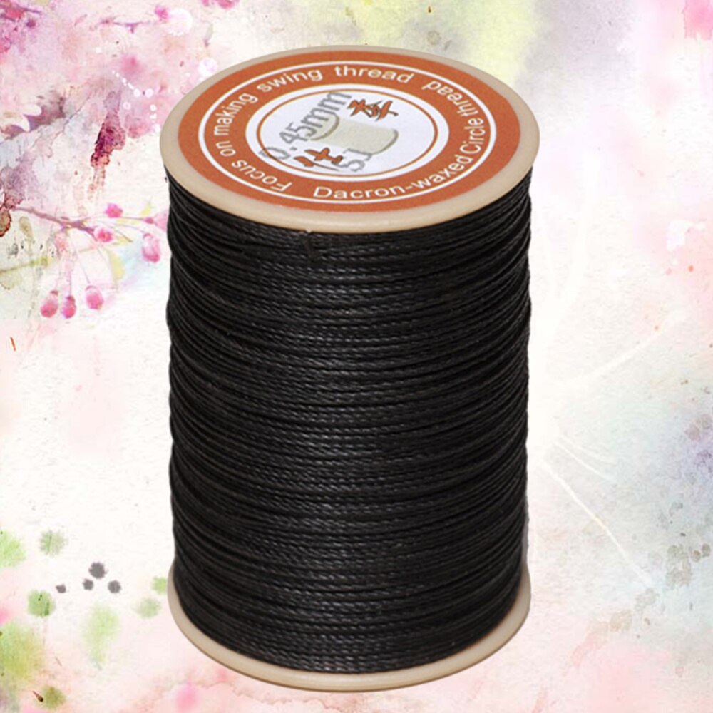 Hilo encerado redondo de 0,45mm, hilo de coser de cuero, hilo de coser a mano para manualidades DIY (blanco), 1 unidad: Black