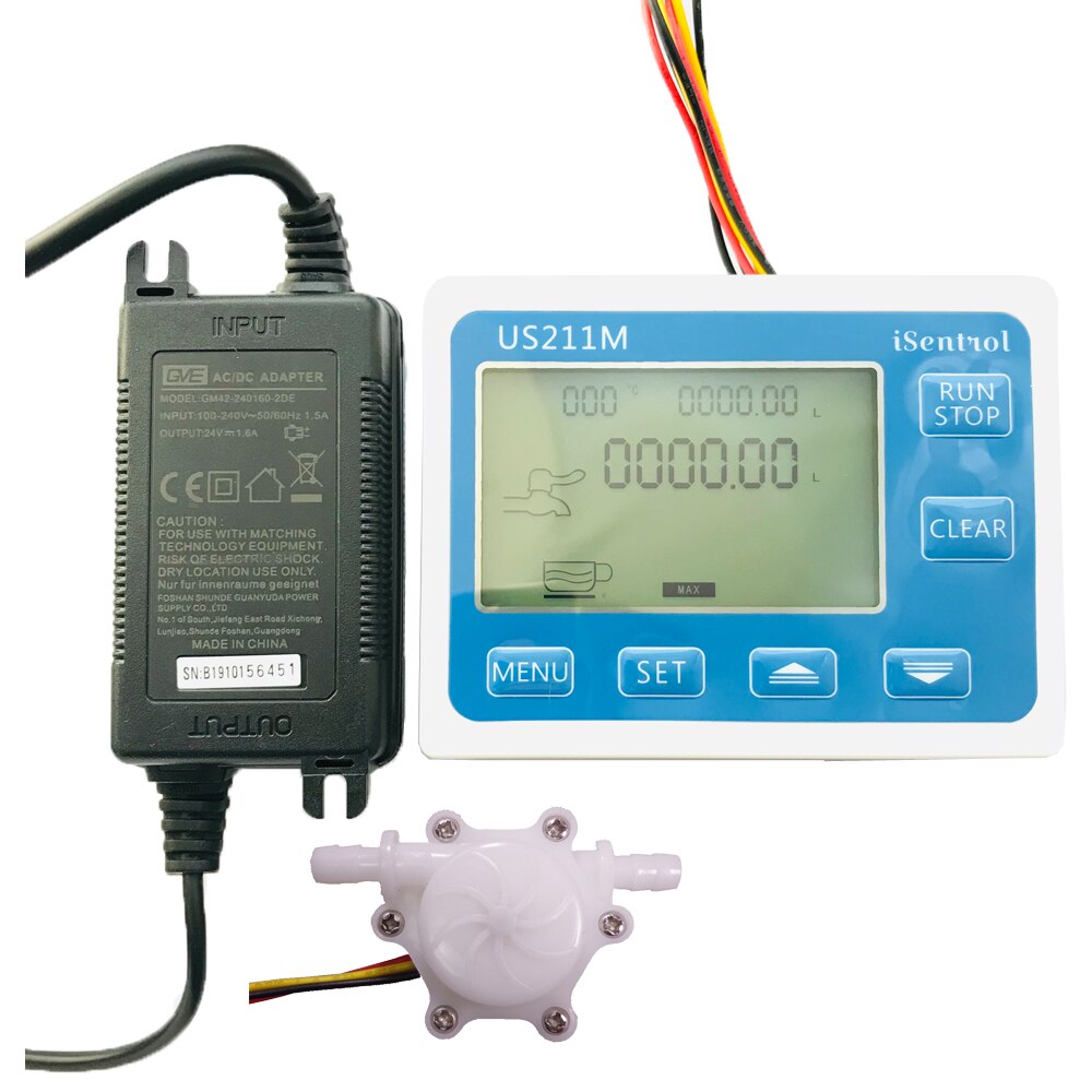 US211M Digital Water Flow Meter Reader with Hall Water Flow Sensor USN-HS06PA-1 1.5L/min Flow Displayer Sea Zhongjiang Dijiang