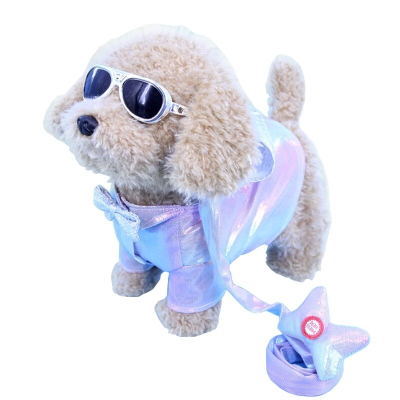Jouet en peluche électrique avec laisse pour enfants, chiot, jouet de marche, Simulation de chant, danse, chien, musique, chien mécanique: Silver