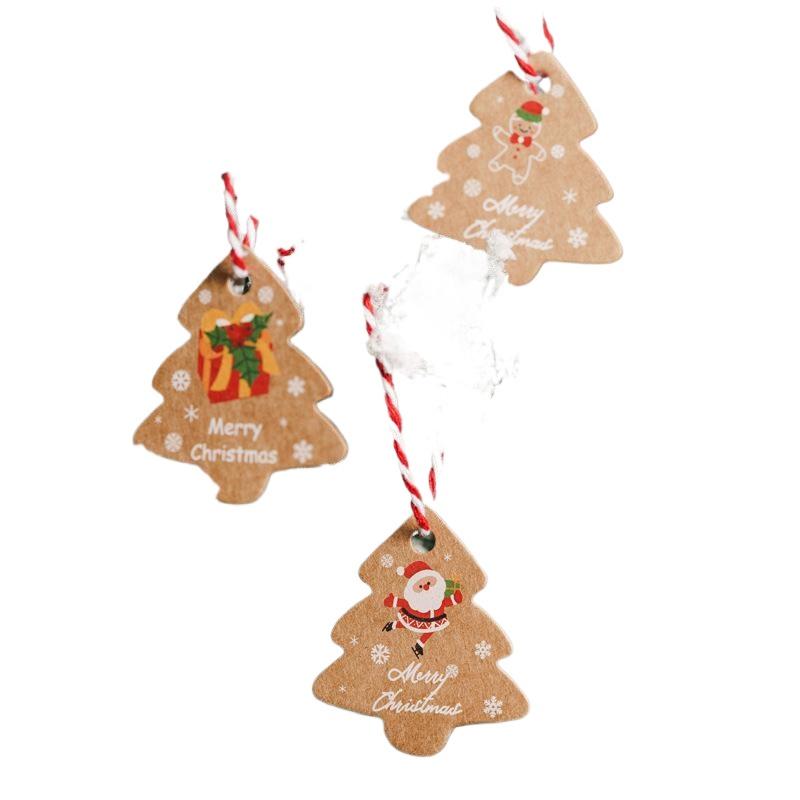 48 szt. Etykiety na choinkę, woreczki na prezenty, wiszące etykiety z papieru kraft, retro świąteczne opakowania na cukierki i ciasteczka, dekoracje bożonarodzeniowe kolęda Navidad