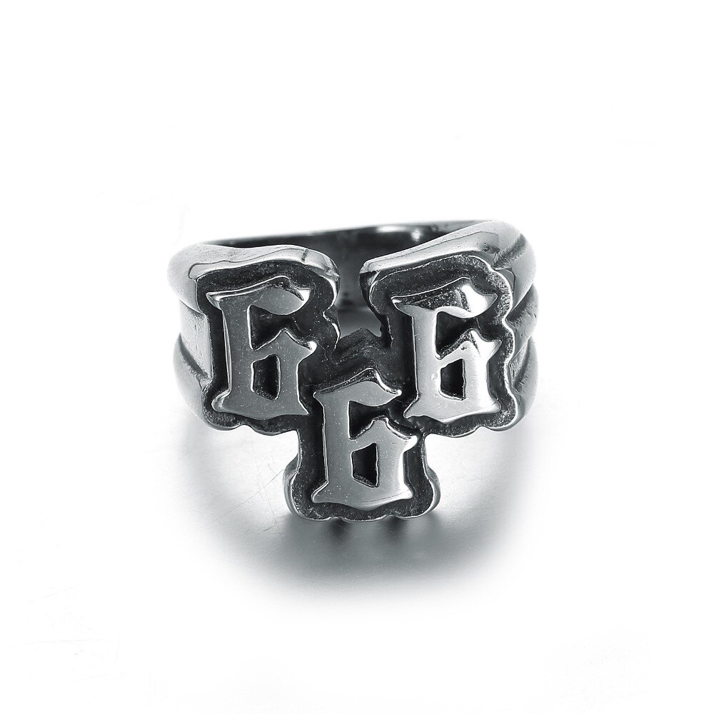 Bague punk en acier inoxydable pour hommes européens et américains, 666, bague en acier au titane, bijoux