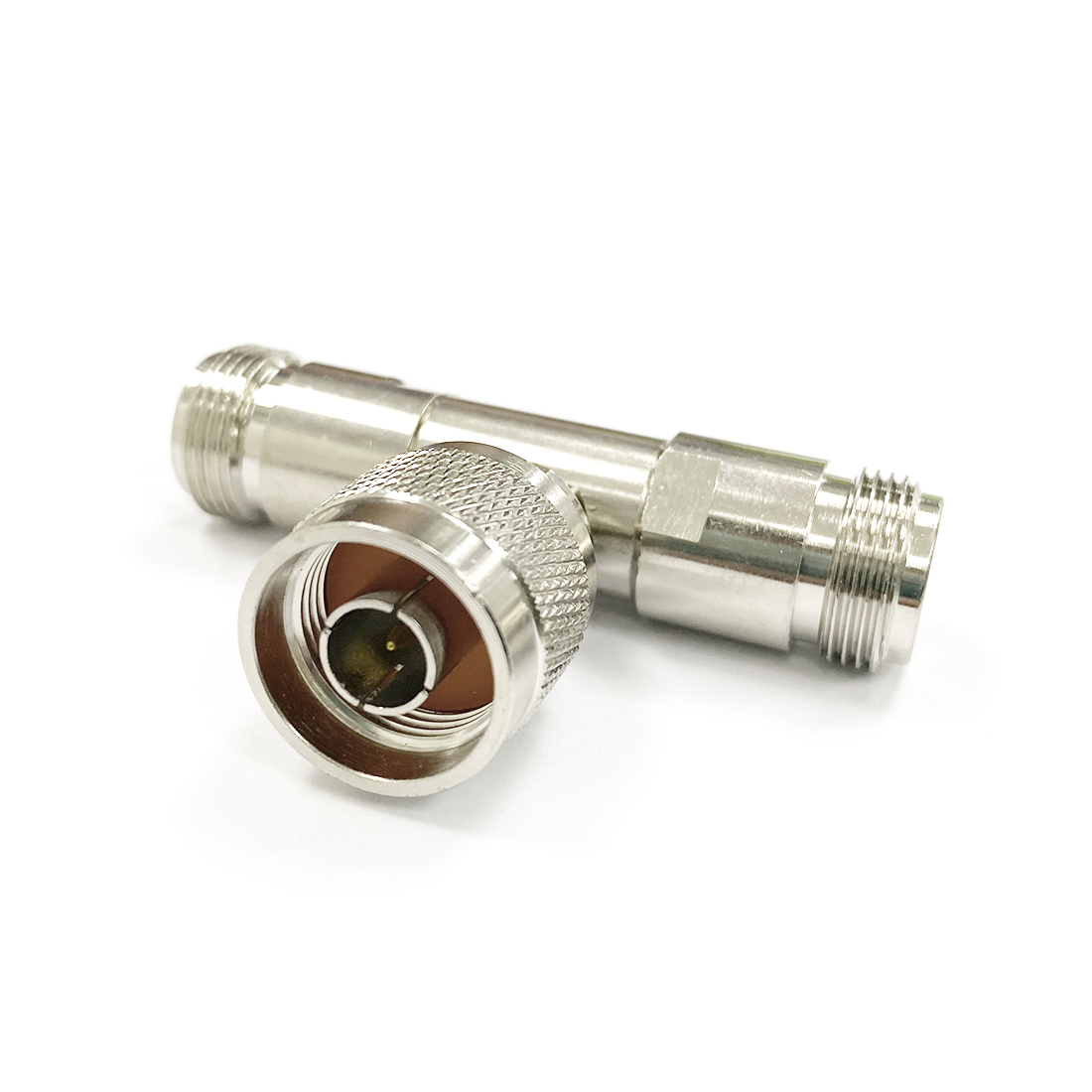 Adaptateur coaxial RF type N mâle vers Double Jack femelle, convertisseur séparateur 3 voies Type T, Version longue, , 1 pièce