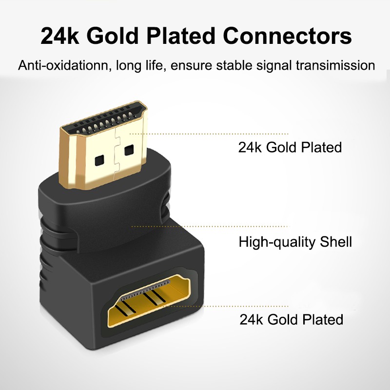 Adaptador HDMI 90 270 grados ángulo recto 4K extensor HDMI convertidor macho a hembra conector de Cable compatible con HDMI para TV portátil