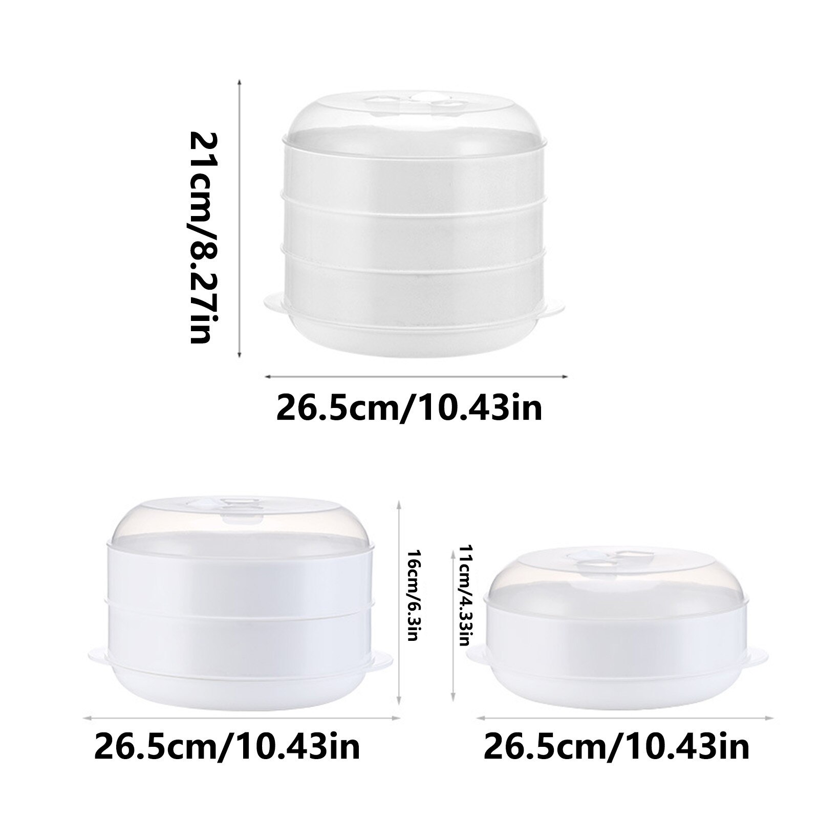 4# Practical Microwave Oven Steamer Eco-friendly Pp Steamed Buns Steaming Utensils With Lid Durable Kitchen Tool 1/2 Layer