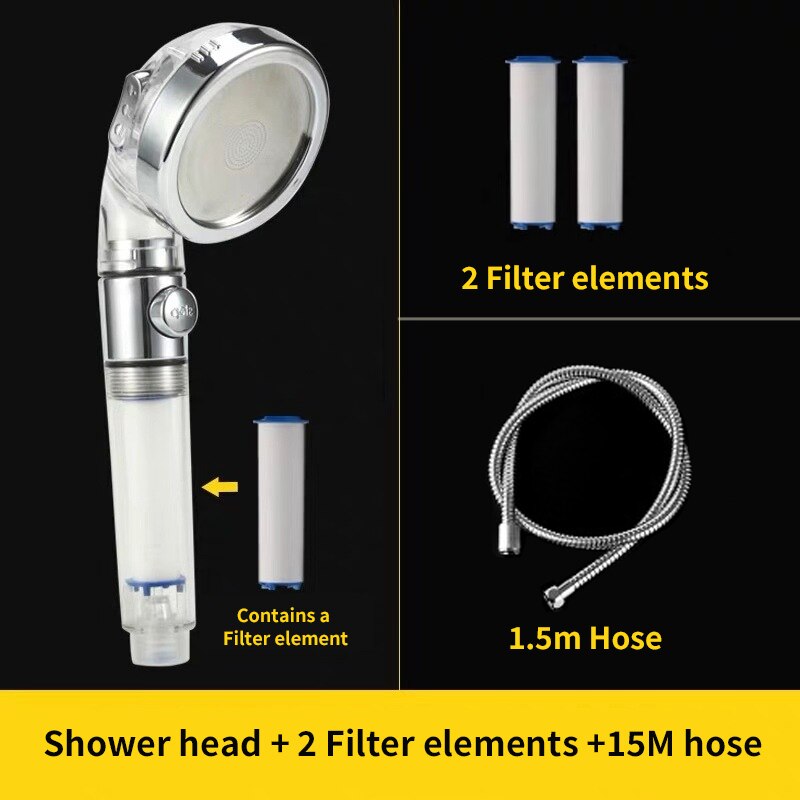 Bath PP Pure Cotton Water Filter Water Purifier Shower Head Stop Button Bidet High Pressure Water Saving Hand Sprayer Shower Set: Red