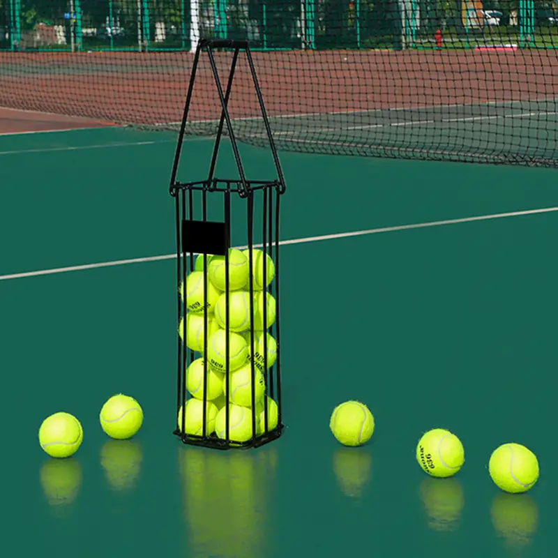 Recogedor de pelotas de tenis portátil, recogedor de pelotas , cesta de pelotas de tenis de presión rápida y descendente, práctico recogedor de pelotas
