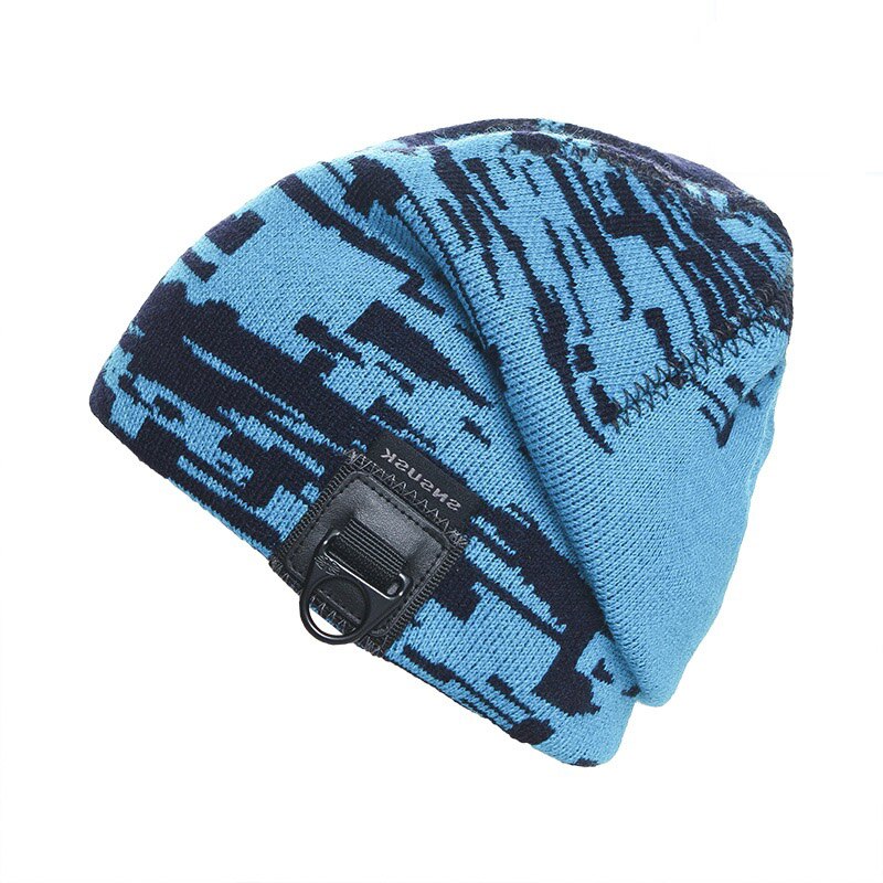 Vinteruld strikkede hatte striber basketball gorros ekstremsport beanies hip-hop skullies til mænd vandreture cap: Blå