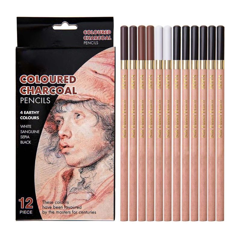 12 unids/caja, lápices de colores Pastel suaves de madera, lápices de carbón, lápiz de arte no tóxico para dibujar, suministros de dibujo C26