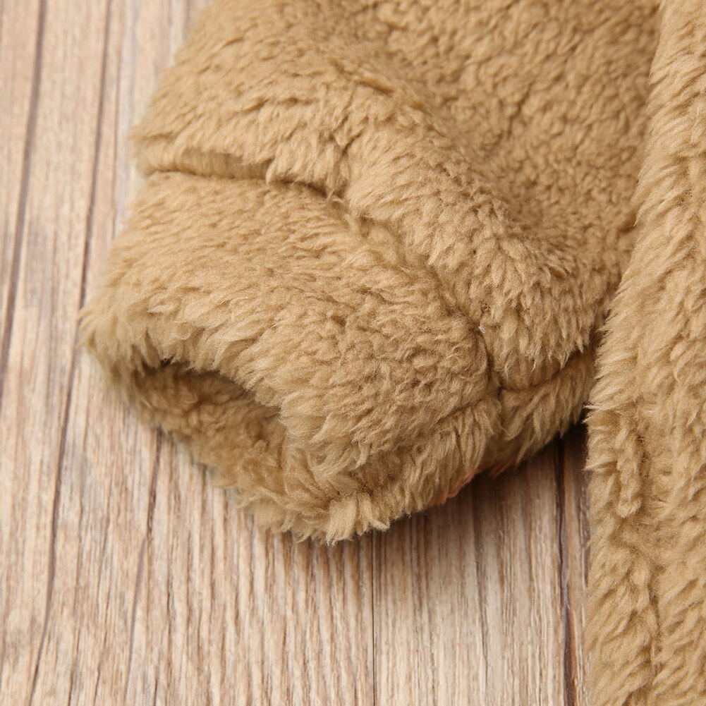 0-18M Newborn Baby Girl Boy Clothes Fur Hooded Rompers Jumpsuit Outfit Winter