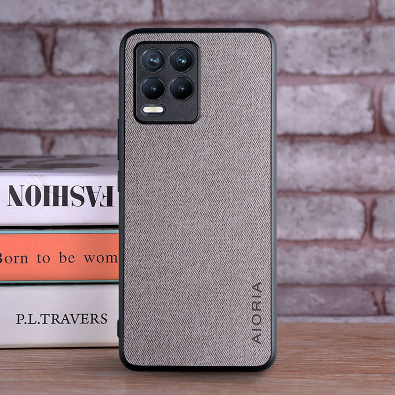 Case for OPPO Realme 8 Pro 8i Realme 8 5G coque Luxury textile Leather soft hard phone cover for oppo realme 8 pro case funda: CANVAS / Silver