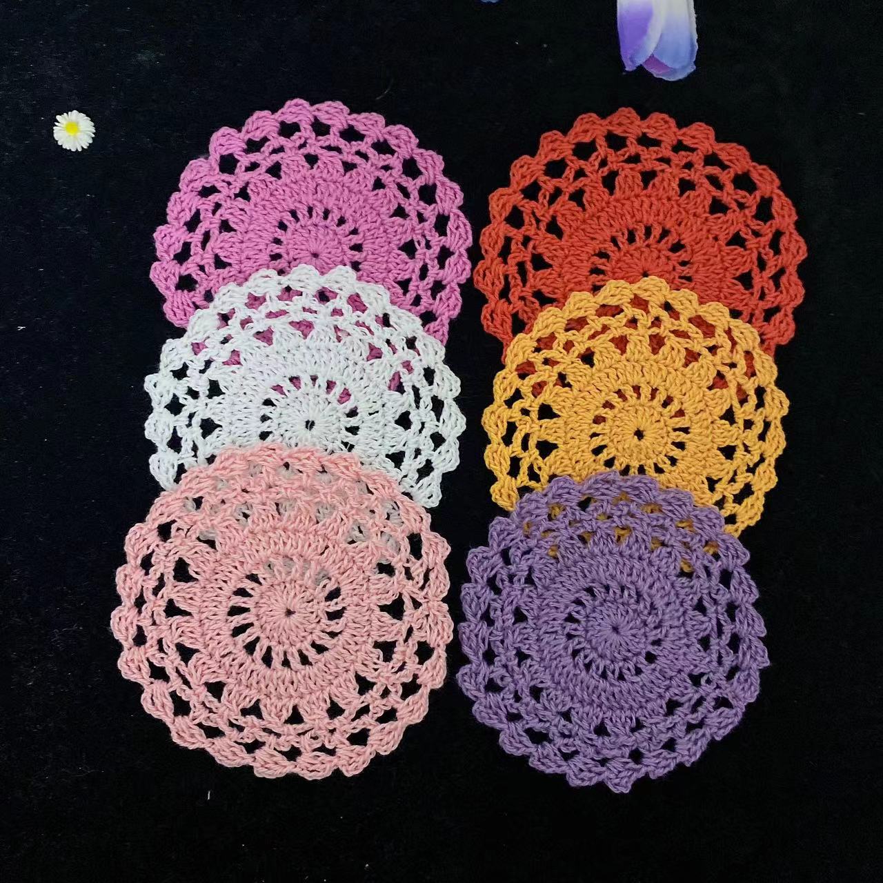 Napperon rond en coton pour Table à manger, 10CM, napperon en tissu, Crochet, tasse de thé de mariage, dessous de verre, boisson faite à la main, Doily cuisine