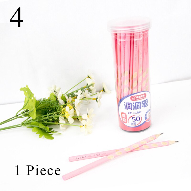 Lápices de plomo de madera HB Kawaii para niños, lápices con agujeros creativos para , suministros de oficina y escuela, novedad, herramientas de corrección de papelería, 1 unidad: Rosa
