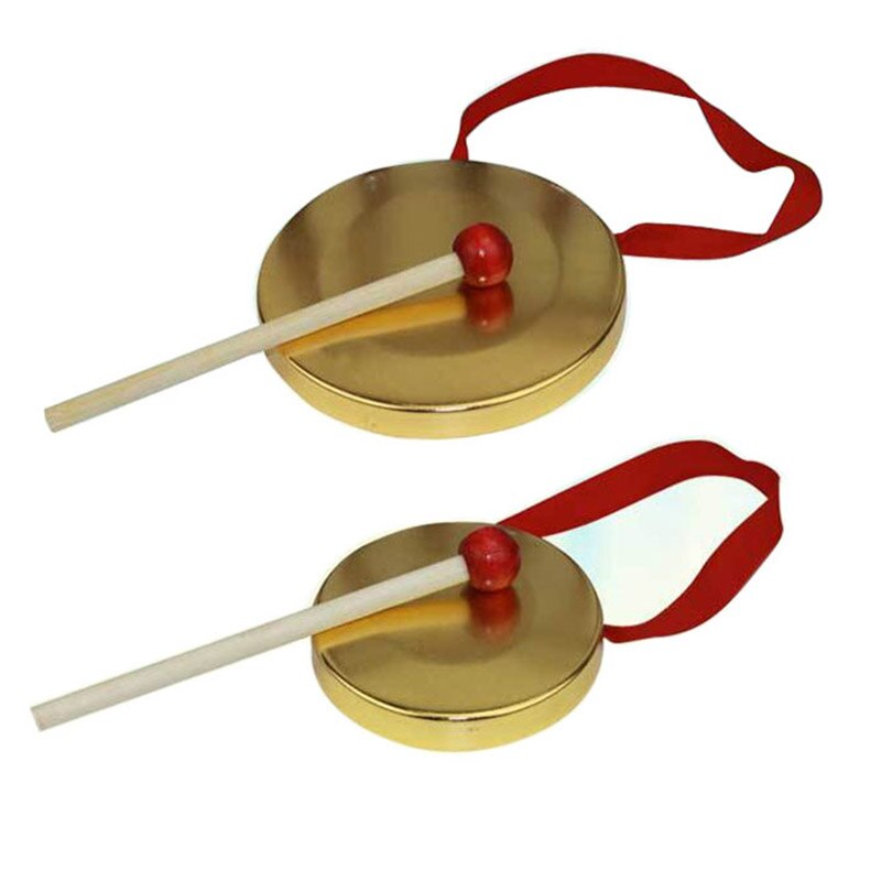 Hand Gong Met Houten Stok Traditionele Chinese Folk Muziekinstrument Speelgoed Voor Kids XD88