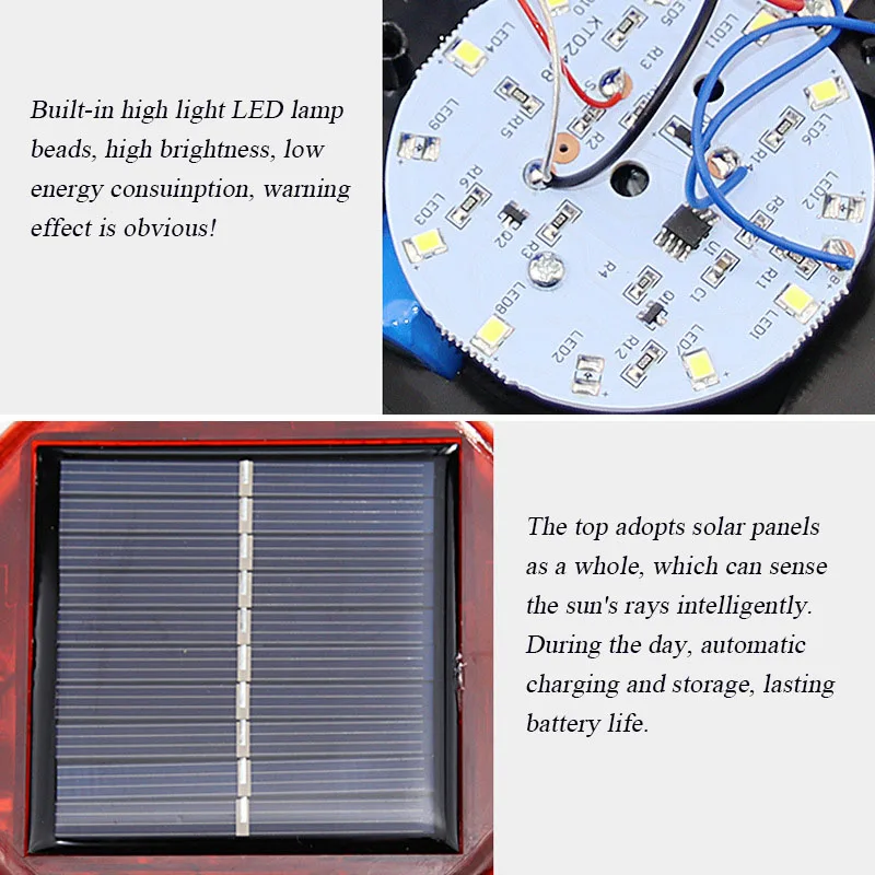 Feu clignotant magnétique pour toit de voiture, haute luminosité, économe en énergie, voyant d'avertissement solaire, Signal d'urgence, capteur automatique