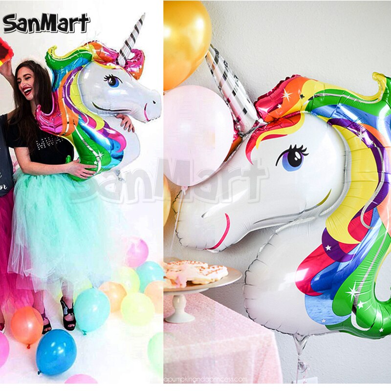 87x117 cm Giant Eenhoorn Ballon Kleurrijke Regenboog Fantasie Paard Party Meisjes Verjaardagsfeestje Dieren Folie Ballonnen