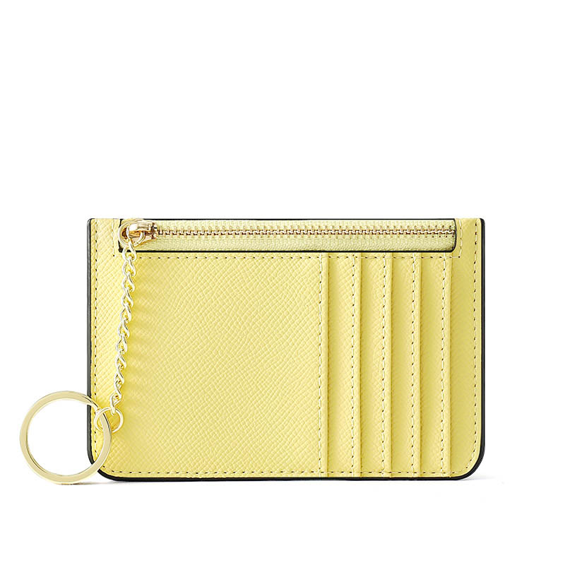 Effen Kleur Kaarthouder Voor Vrouwen Super Dunne Kleine Vrouwelijke Portemonnee Pu Lederen Mini Zaken Id Credit Card Case Vrouwen sleutelhanger: Yellow