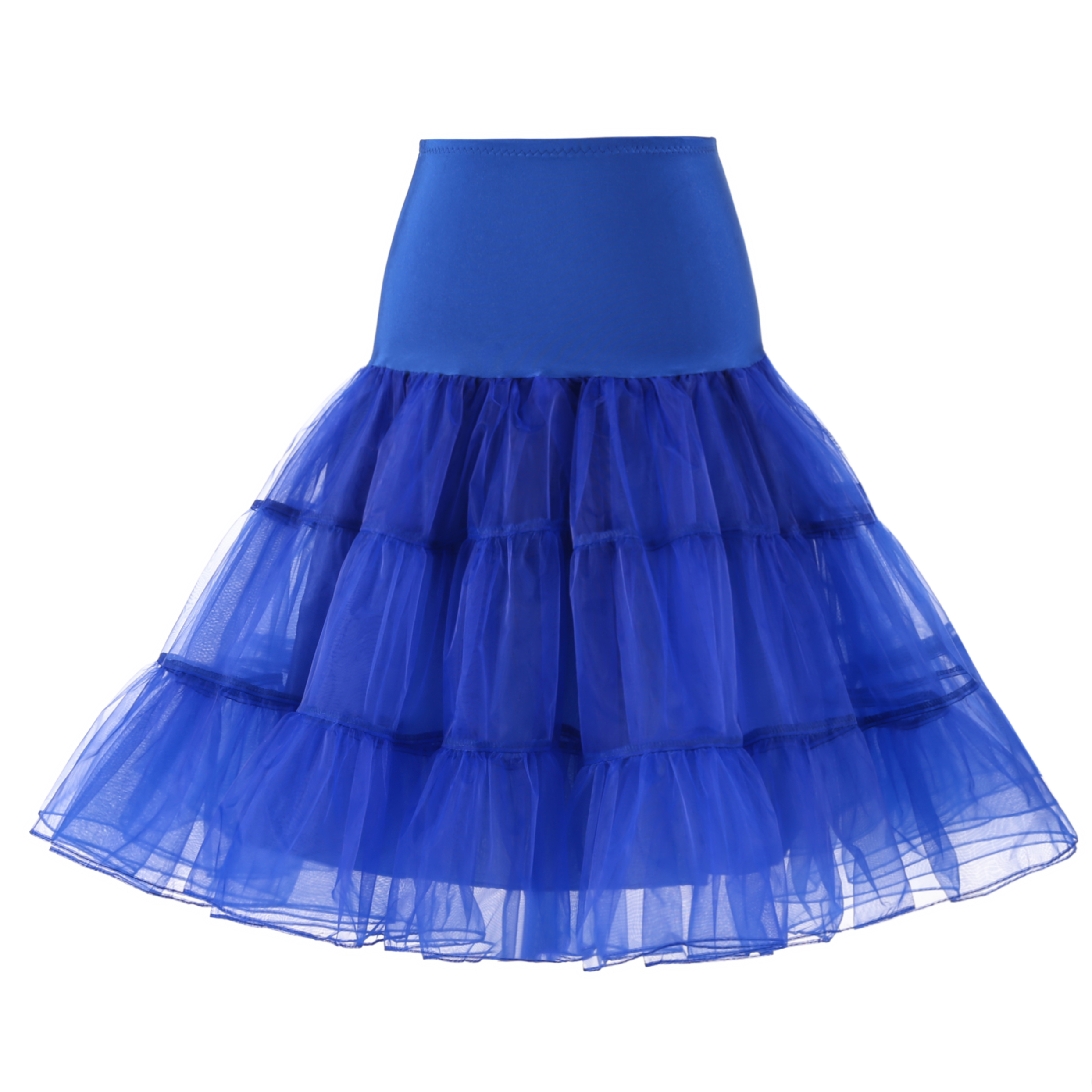 Enagua de tul vintage de los años 50 para mujer, media falda tutú deslizante: L / royal blue