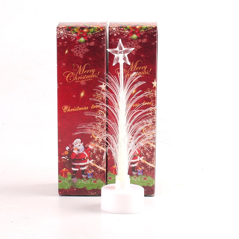 Led Light-Emitting Kerstboom Kleurrijke Kleur Veranderende Fiber Boom Vervangbare Batterij Kerstcadeau Plastic