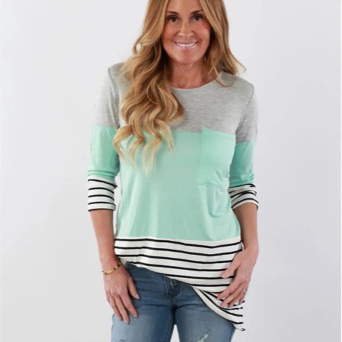 Kvinnor mamma gravid kläder blus skjorta amning mamma långärmad randiga tees kläder jurk amning
