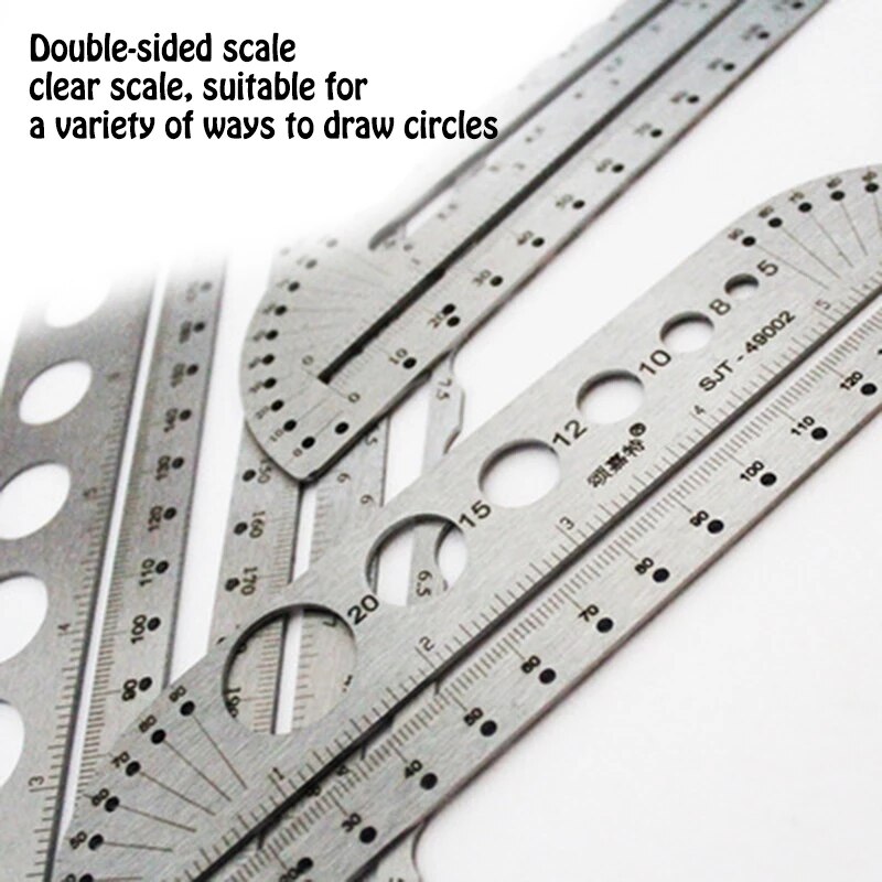 Multifunctional Clear Scale Angle Meter Stainless Steel Protractor Drawing Ruler Tool scale ruler office compass protractor tool