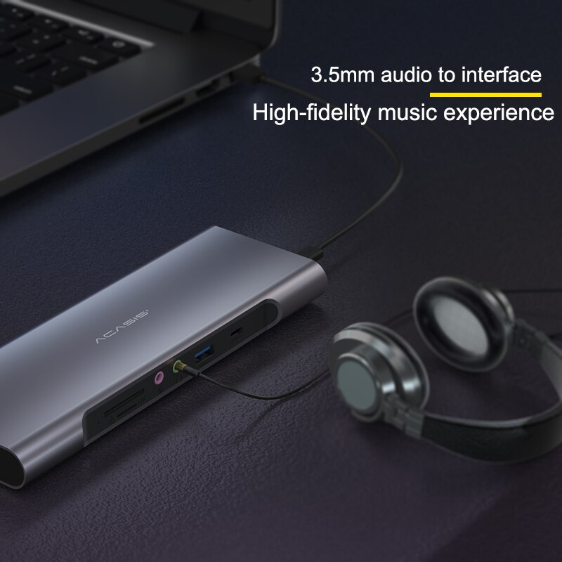 Acasis USB C HUB Type C to HDMI-compatible USB 3.0 Adapter 12 in 1 Type C HUB Dock for MacBook Pro Air USB C Splitter