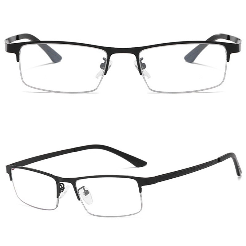 Smart Progressive photochromic Reading Glasses Anti-Blue Ray Men Multifocal Hyperopia Eyeglasses Half-Frame +1.0 To +4.0: +200 / black