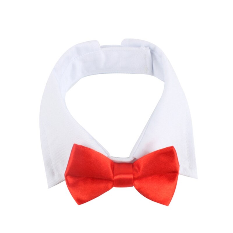 Cat Tuxedo Necktie Dog Bow Tie with Handcrafted Adjustable Suit White Collar: PET40P