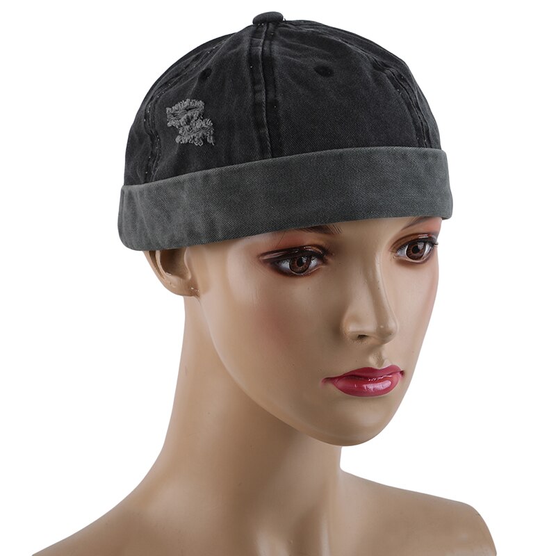 Chapeau Vintage Hip Hop pour hommes, casquette de crâne en coton délavé rétro, chapeau sans bord réglable, casquette respirante de propriétaire, chapeau de marin,