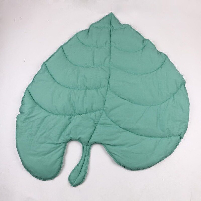 Grøn gary blad type baby legemåtte bomuld blød baby sovemåtter gulvtæppe baby gym aktivitet værelse indretning kravlende tæppe pad: Grøn