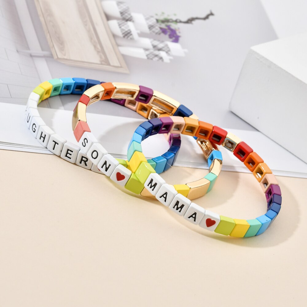 Zmzy guldfärg pulseira mama tjej pojke familjearmband metall sten armband & armband för kvinnor smycken femme love berloque