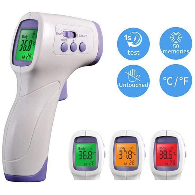 TOP Brand Digital Infrared Thermometer Infrared Hygrometer IR forehead for adult Thermometer Temperature Gun Non Contact meter: Grey