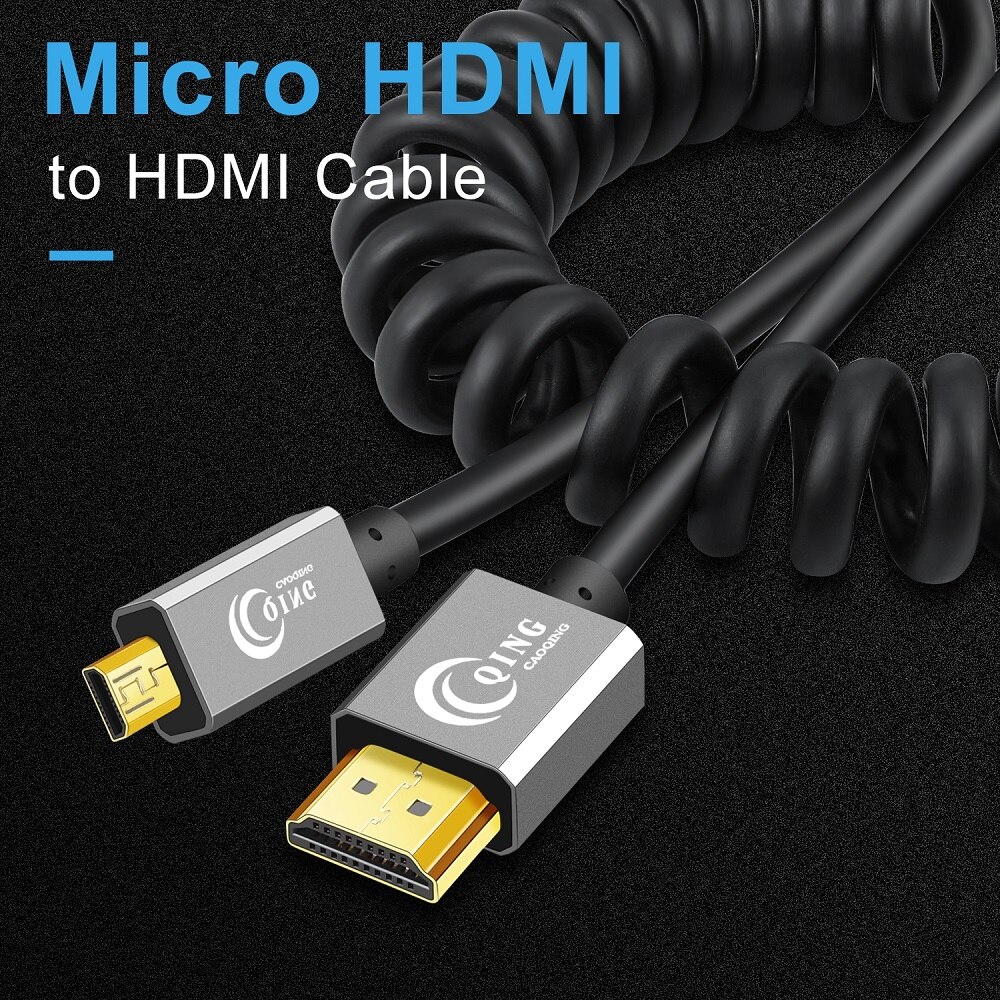 Micro hdmi til hdmi kabel 2.0 3d 4k højhastigheds fjeder micro hdmi kabel han-han adapter til gopro hd tv hero 7 kamera micro hdmi