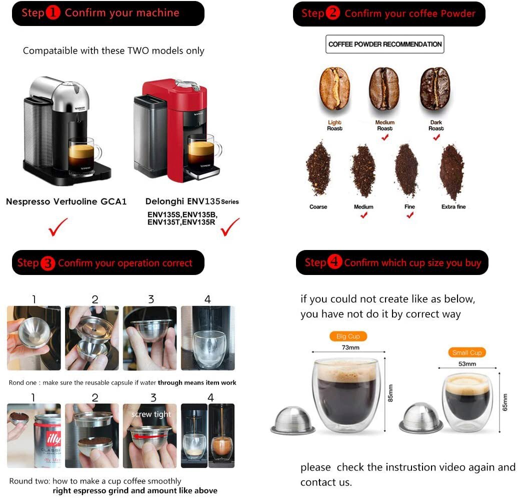 Sæt rustfrit stål genanvendelig kapsel kompatibel med nespresso vertuo vertuoline kaffefilter